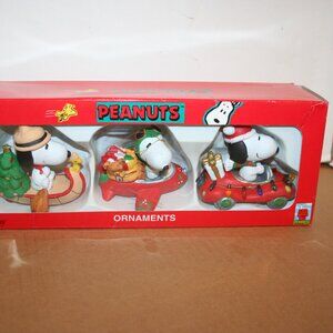 3 Snoopy Canoe Plane Car Peanuts Kurt S Adler Figures Christmas Ornaments Set